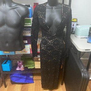 Long Sleeve Black Lace Cocktail dress.